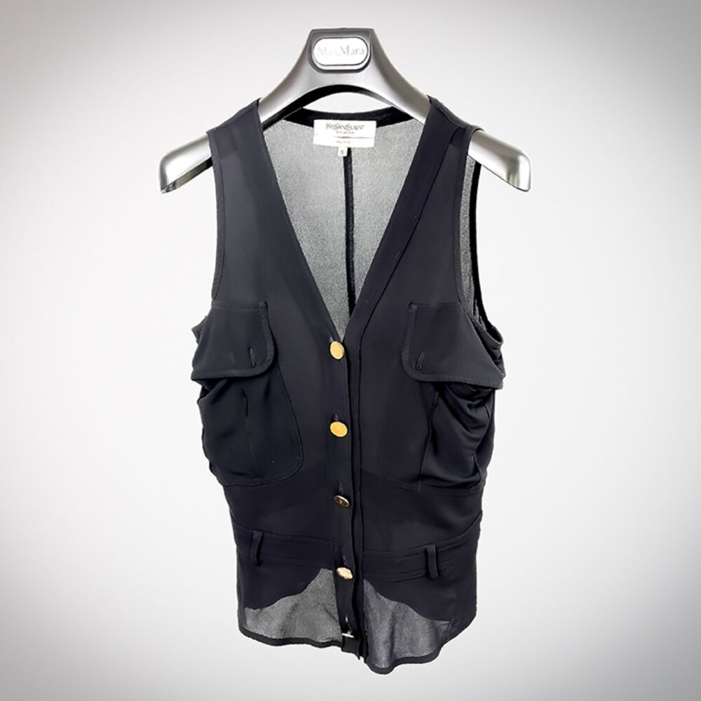 YVES SAINT LAURENT Rive Gauche Botton Down Vest Black S